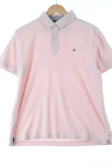 W ( M ー L ) Tommy Hilfiger(トミーヒルフィガー) 半袖 カラー Tシャツ 無地 ライトピンク- 14137