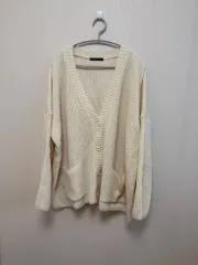Free アイボリー ニット カーディガン オーバーサイズ