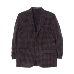正規品 M Givenchy(ジバンシィ) バーガンディー チェック ブレザー ジャケット シングルブレストジャケット