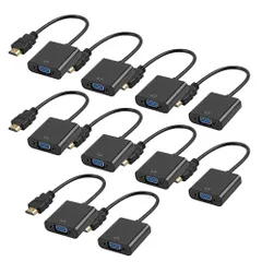 新品 HDMI to VGA 変換アダプタ 変換ケーブル D-SUB 15ピン 1080p HDTV プロジェクター PC 変換コネクタ 電源不要 ブラック 10個セット