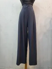 ワイド スラックス ダークグレー レディースパンツ