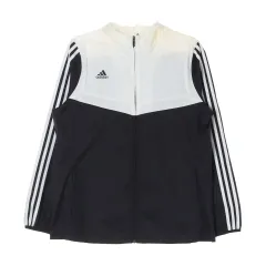 L adidas(アディダス) アイボリー 黒 バイカラー フード ジップアップ ウインドブレーカー
