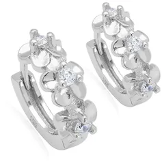 【新品】 [Adelina Style] ピアス レディース 人気 つけっぱなし フラワー 花 フープピアス 1ペア リングピアス キュービックジルコニア S925 純銀製 金属アレルギー対応 (幅5mm シルバー)