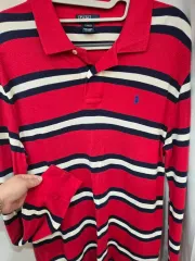 ポロ Ralph Lauren(ラルフローレン) ストライプ 長袖 ポロTシャツ XL