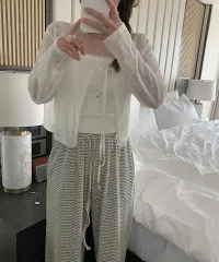 新品 mellounge メルラウンジ シースルー 紐 カーディガン