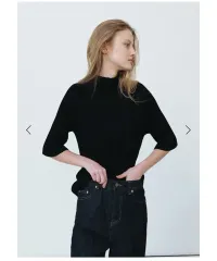 L917 ー RIBBED MOCK NECK HALF SLEEVES TOP