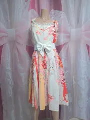 ベネトン フラワー ロング ワンピース (ベルト 含む) ノースリーブ なし