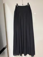 ( 55 ) ハイウエスト シャーリング フレア シフォン ロング丈スカート