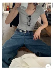 アトリエナイン OF レイ スナップ ハーフ Tシャツ グレー