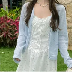 3 カラー 華奢 サマー 長袖 カーディガン