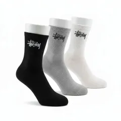 STUSSY 8ボール 白 靴下 新品 ロークルー ミドル丈 グレー 黒 ロークルー 10足