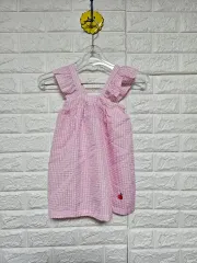 チェリー 刺繡 ピンク ギンガムチェック 赤ちゃん ワンピース 100