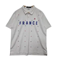 le coq sportif(ルコックスポルティフ) 白 レタリング ゴルフ カラーTシャツ LL ポリエステル 100 %