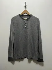 メンズ ホリスター ヘンリーネック 長袖Tシャツ グレー M