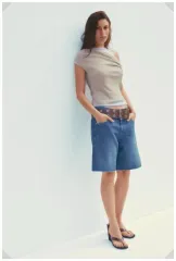 ザラ ダブル アシンメトリー Tシャツ ベージュ