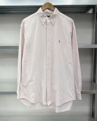(2XL)ポロ ストライプ シャツ-M927