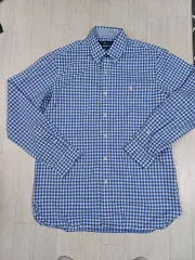 ポロ Ralph Lauren(ラルフローレン) 青 ギンガムチェック シャツ M サイズ