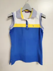 HAZZYS(へジス) ブルー/イエロー ノースリーブ カラー Tシャツ