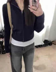 黒 ハーフジップアップニット