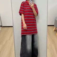 ポロ Ralph Lauren(ラルフローレン) 刺繍入りポニー ストライプ カラー 半袖Tシャツ