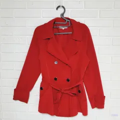 --- 7 000 一---( 55 66 サイズ レトロスタイル 赤 トレンチ ジャケット 306