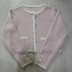 ピンク クロップド カーディガン