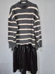 CELEB ストライプ ビスコース シャーリングワンピース 66 77