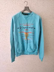 M) ディースクエアード2 スカイブルー プリンティング ヴィンテージ スウェット 正規品