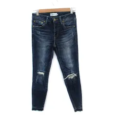 アズールバイマウジー AZUL by moussy デニムパンツ ジーンズ スキニー アンクル丈 ダメージ加工 S 青 ブルー /SM26