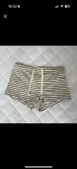 アイボリー ストライプ 半ズボン マイクロパンツ