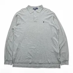 Polo Ralph Lauren 90年代 長袖ポロシャツ ラガーシャツ XL グレー 鹿の子 スモールポニー刺繍