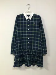 ラルフローレン ポロ ガールズ レディース シャツ型 チェック ティアード レース ONE PIECE