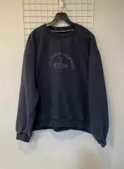 (送料無料)GUESS ユニセックス ネイビー 起毛 スウェット XL