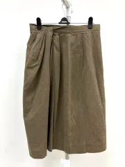 日本 ヴィンテージ カーキ ドレープ ミディ スカート