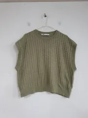 ZARA(ザラ) レディース 緑 オーバーサイズ ニット ベスト 66 ー 77