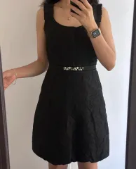 黒 ノースリーブ バルーン ワンピース