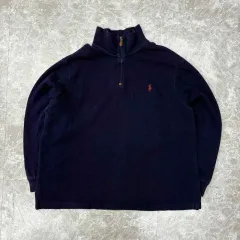 ポロラルフローレン オーバーサイズ ネイビー コットン ハーフジップ (XXL)