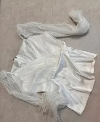 白シャーリングブラウス シースルー 長袖