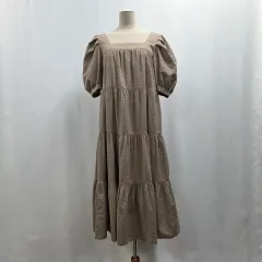 1234 JS NEW YORK コットン パフスリーブ ワンピース ミディ丈 ( F )