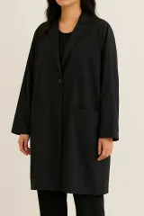 (未使用新品) ルーズフィット ブラック 季節の変わり目 裏地なし ハーフコート ブレーザー XL