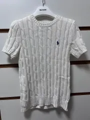 ポロ 半袖 ニット 白 s