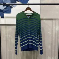 （ 95 ） Tommy Hilfiger(トミーヒルフィガー) カジュアル ヘンリーネック ストライプ ニット セーター