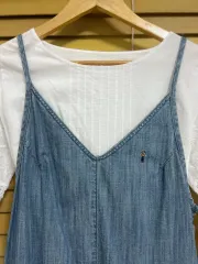 日本輸入 レディース サスペンダーデニムワンピース レイヤードワンピース セットアップ FREE