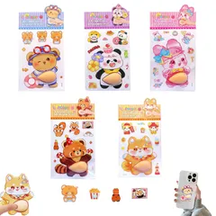 ぷにぷにシール 動物 お腹 シール 3Dデブ 犬 柔らかいお腹 マシュマロ ぷっくり 立体 もちもち ストレス解消 マシュマロ ふわふわ ステッカー 手帳用 デコレーション 携帯電話飾り 日記帳用 手芸用品 (5 C)