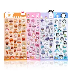  ぷくぷく 3D シール 可愛い 4枚セット ぷくぷく立体泡ステッカー シール キラキラ光る3Dステッカー 手帳 DIY用 女の子向け手芸用品 贈り物 誕生日 (4)