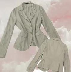 セオリー 日本 ブランド コットン ストライプ ベージュ LINE ジャケット