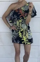 ZARA(ザラ) オフショルダー ジャガード ミニ ワンピース