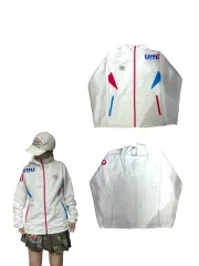 umbro(アンブロ) 白 オーバーサイズ ロゴ フード トラックトップス ジャージ L