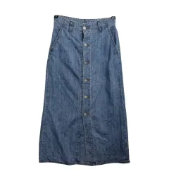 GU じゆう ヴィンテージ デニム ロング丈スカート ／ デニムスカート M 27 インチ コットン 100 %