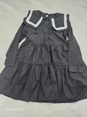 レース ビック襟 黒 ミニワンピース